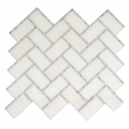 APOLLO TILE White 9.8 in x 10.8 in Marble Polished Floor and Wall Mosaic Tile 3.68 sqft/case, 5PK APLDC88H01A